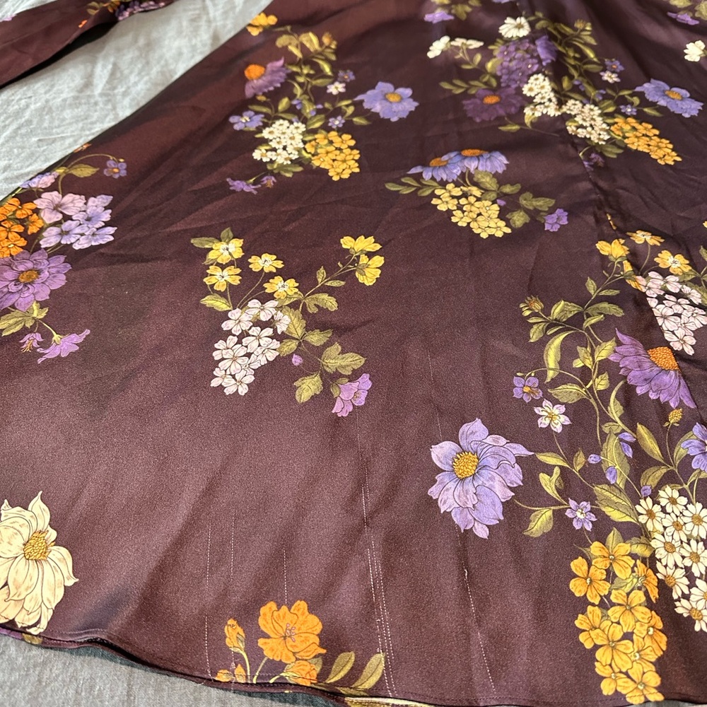Monique Lhuillier ML floral print puff sleeve midi dress women’s size 8 GUC - Picture 11 of 16